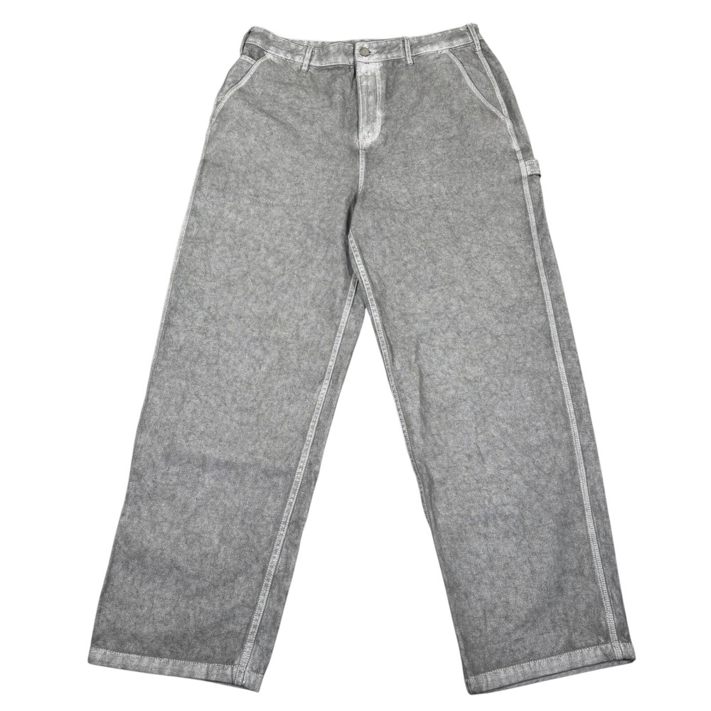 Zara Carpenter Pants Mens 36 Gray Excellent Acid Wash Wide Leg Workwear